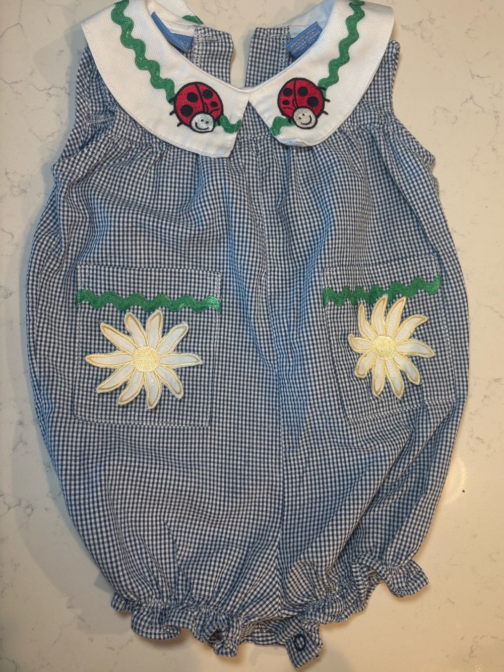 Vintage ladybug bubble and smocked outfit